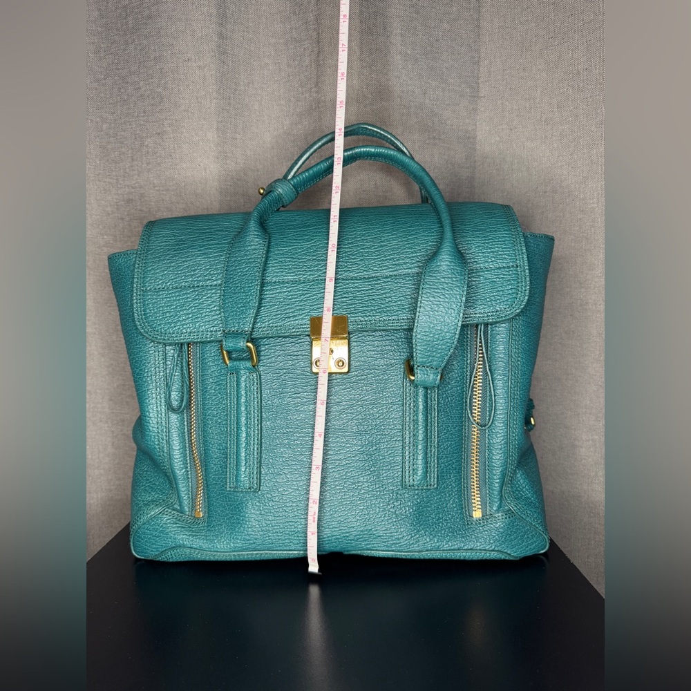 3.1 Philip Lim Pashli Top Handle Leather Satchel Bag in Dark Teal - Picture 9 of 16